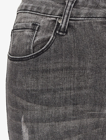 Jean skinny délavé et griffé - Gris - 3