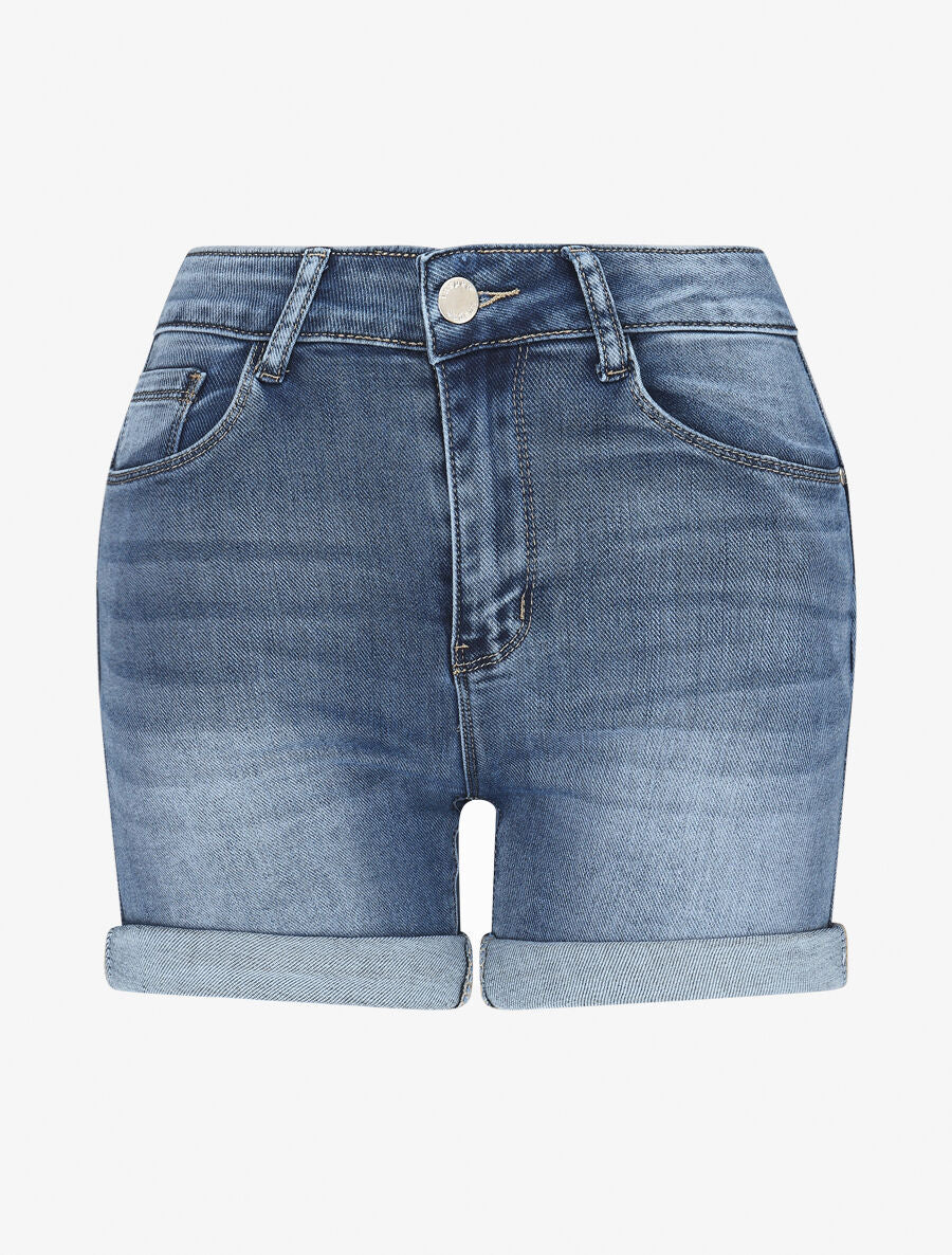 Short en jean coupe skinny - Bleu - 5