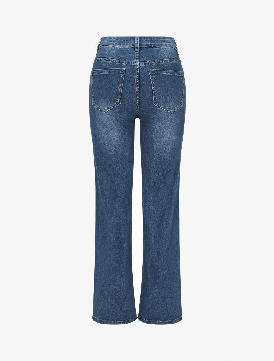 Jean à fermeture boutonnée coupe droite - Bleu - 2