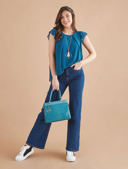 Jean à fermeture boutonnée coupe droite - Bleu - 4