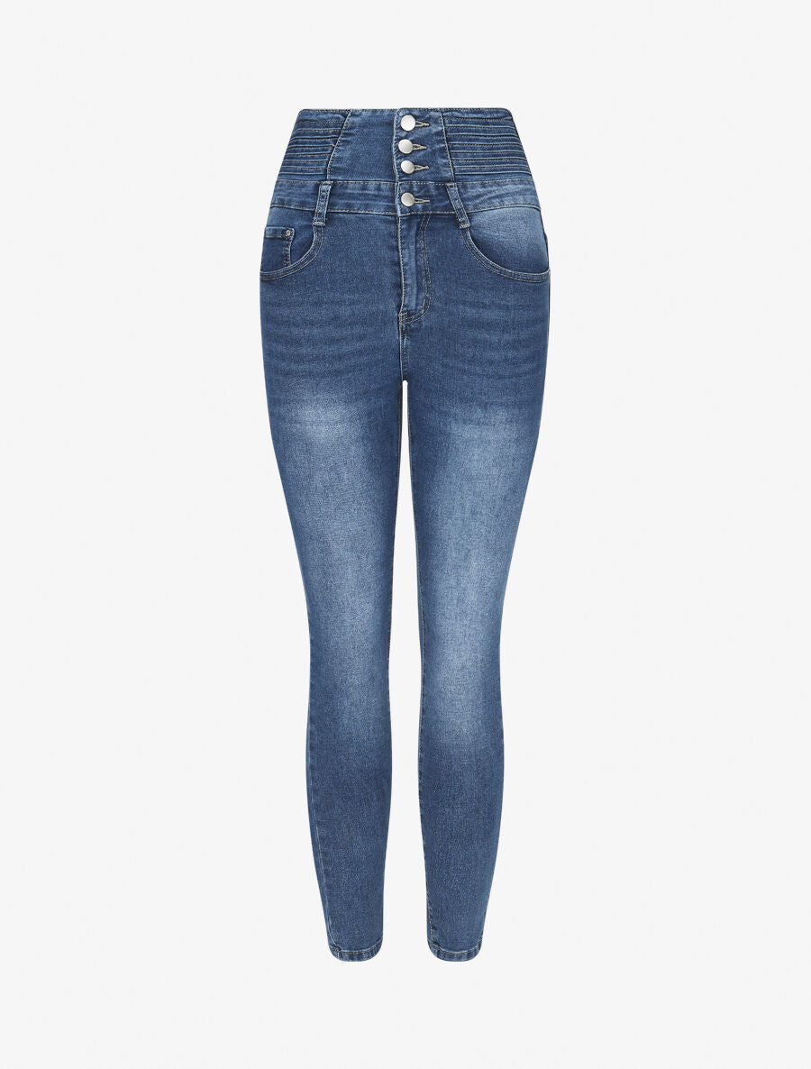 Jean à 4 boutons coupe skinny - Bleu - 4