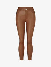 Jean skinny taille standard effet ciré - Camel - 5