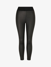 Legging uni en simili élastiqué - Noir - 5