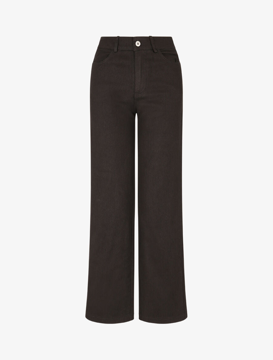 Jean wide leg taille haute coupe droite - Noir - 4
