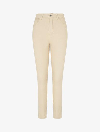 Jean taille haute coupe slim - Beige - 1