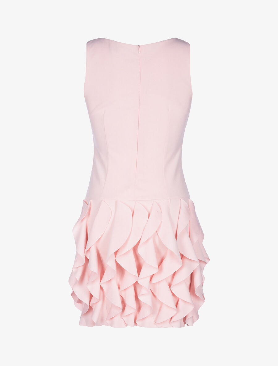 Robe droite bas volanté - rose - 2