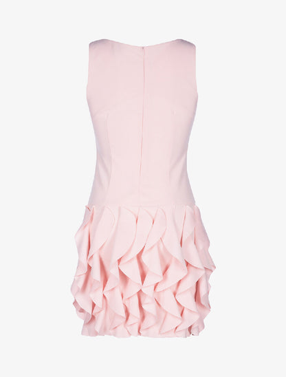 Robe droite bas volanté - rose - 2
