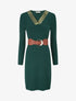 Robe pull col V fantaisie irisé - Vert - 4