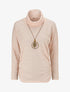 Pull fin à rayures irisées et côtés froncés - Rose poudré - 1