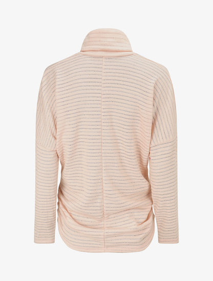 Pull fin à rayures irisées et côtés froncés - Rose poudré - 2