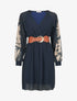 Robe patineuse à manches imprimées - Marine - 1