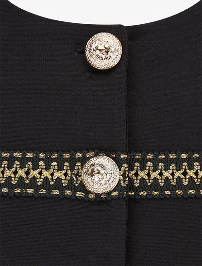 Veste courte à bandes stylisées dorées - Noir - 3