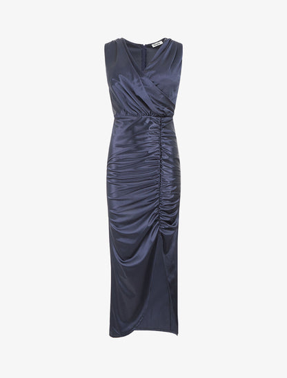 Robe de soirée coupe sirène drapée - Marine - 5