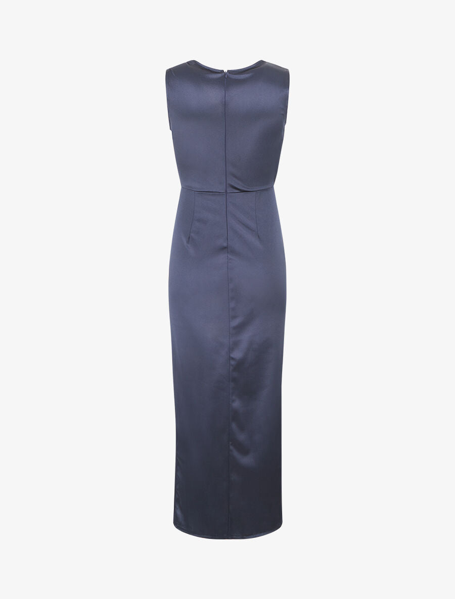 Robe de soirée coupe sirène drapée - Marine - 2