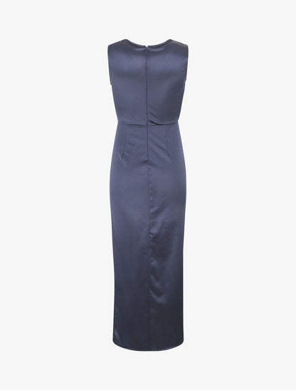 Robe de soirée coupe sirène drapée - Marine - 2