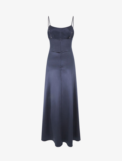 Robe de soirée longue évasée - Marine - 2