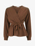 Top péplum à épaules brodées - Marron - 1