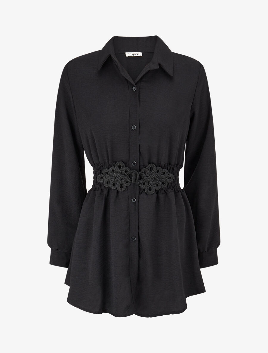 Chemise à taille élastiquée - Noir - 4
