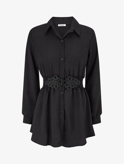 Chemise à taille élastiquée - Noir - 4