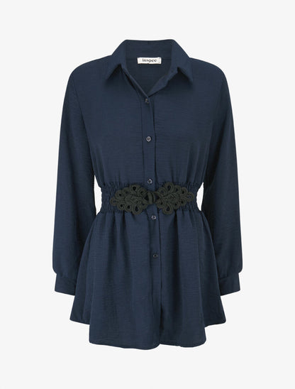 Chemise à taille élastiquée - Marine - 1