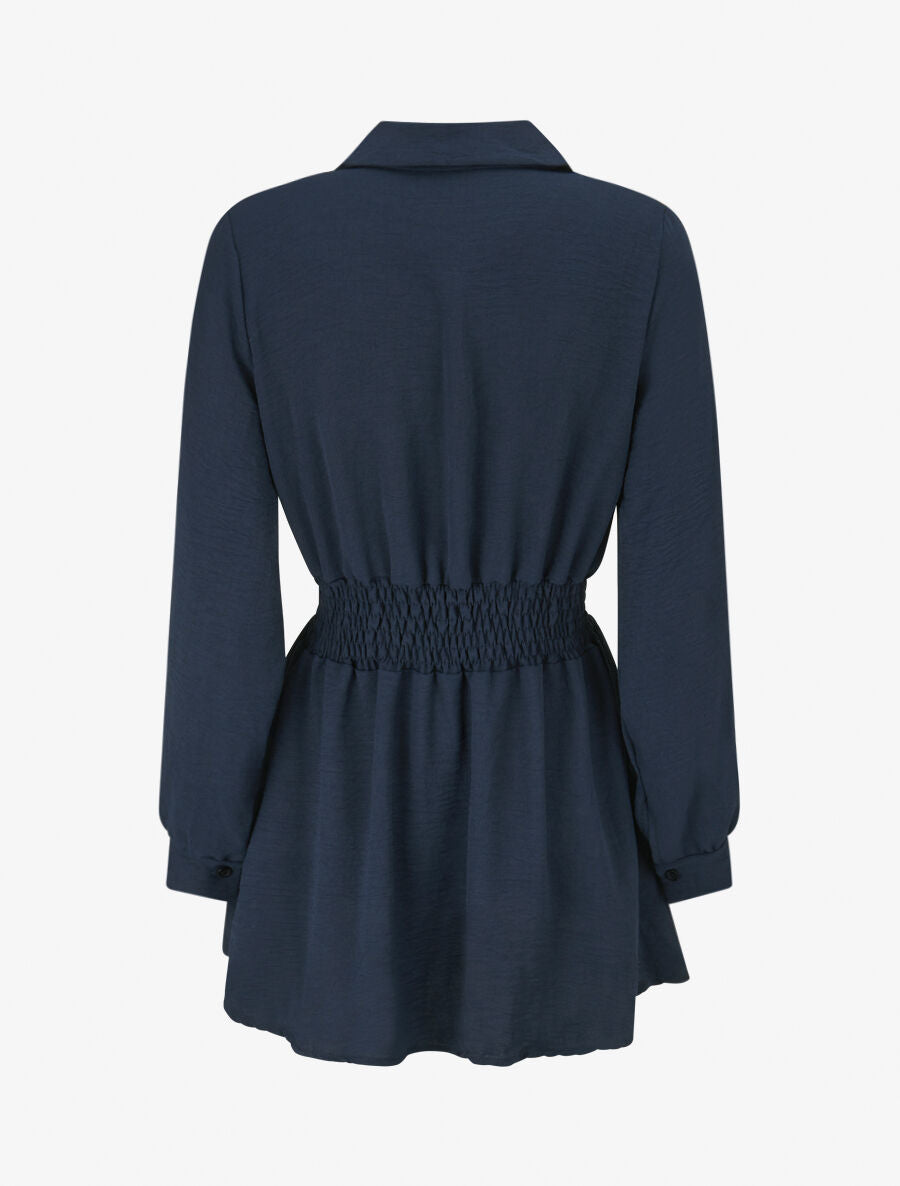 Chemise à taille élastiquée - Marine - 2