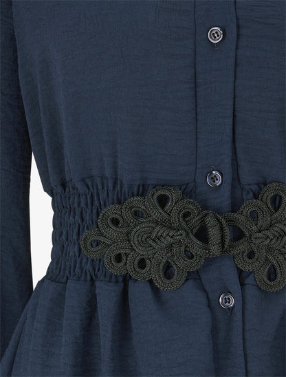 Chemise à taille élastiquée - Marine - 3