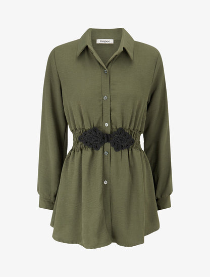 Chemise à taille élastiquée - Kaki - 1