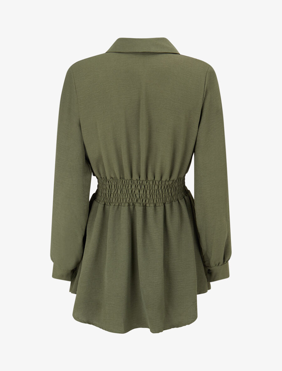 Chemise à taille élastiquée - Kaki - 2
