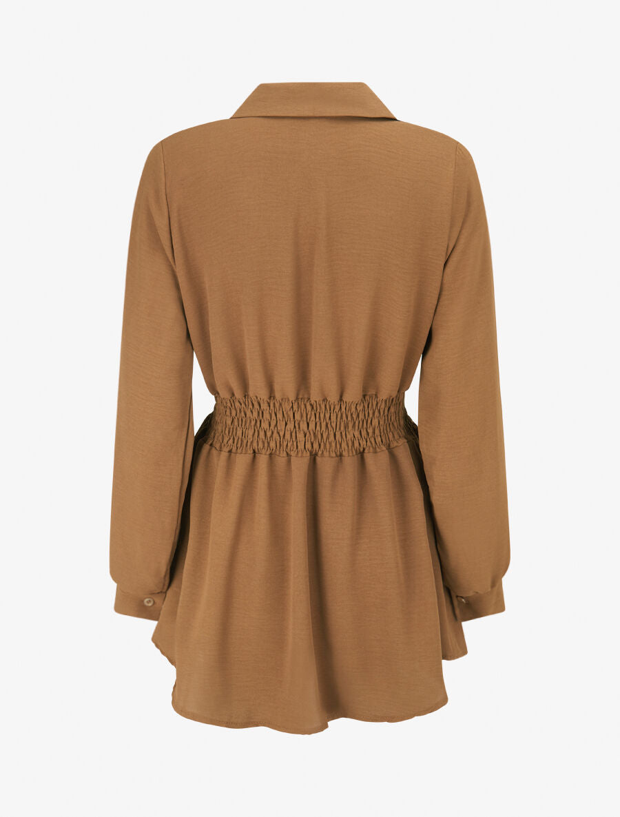 Chemise à taille élastiquée - Camel - 2