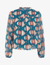 Blouse irisée et imprimé géométrique - Bleu pétrole - 4
