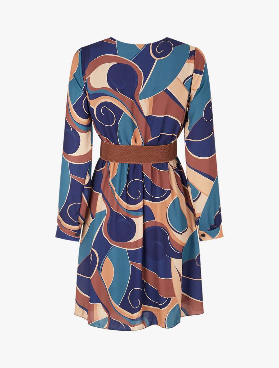 Robe patineuse imprimé graphique - Marine - 2