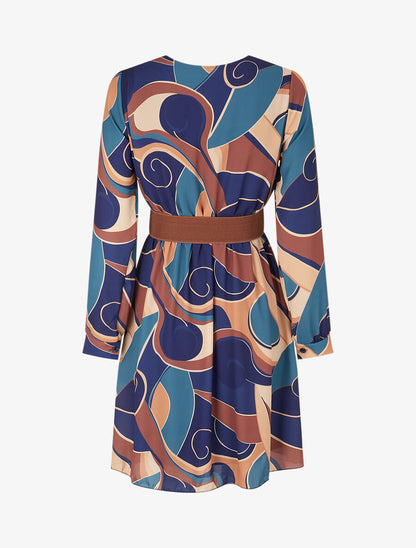 Robe patineuse imprimé graphique - Marine - 2