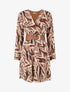 Robe patineuse imprimé feuillage stylisé - Marron - 1