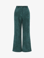 Pantalon uni en velours - Vert sapin - 5