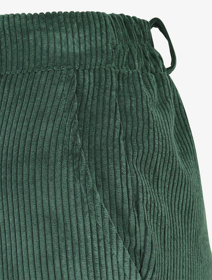 Pantalon uni en velours - Vert - 3