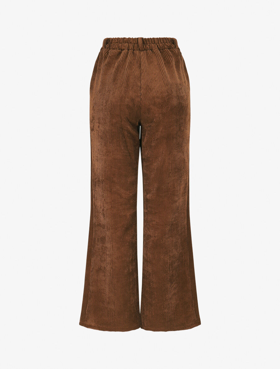 Pantalon uni en velours - Marron - 2