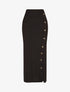 Jupe longue fendue en maille - Noir - 1