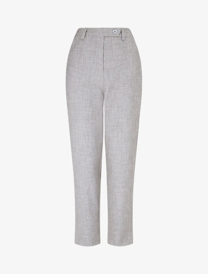 Pantalon droit chiné - Gris - 1