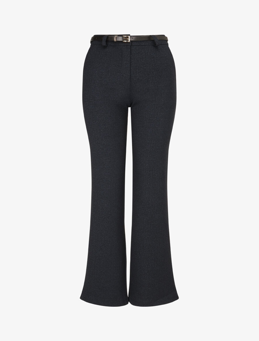 Pantalon flare effet chiné - Marine - 4