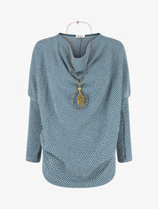 Pull imprimé fantaisie à col bénitier - Bleu canard - 4
