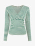Pull rayé irisé à col cache-coeur - Vert sapin - 1