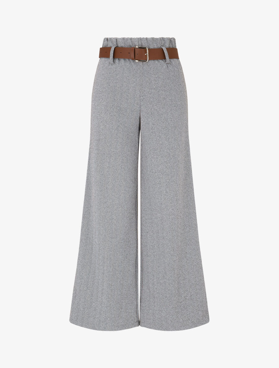 Pantalon ample en tweed - Noir - 1