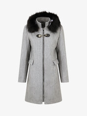 Manteau long unie zippée - Gris - 1