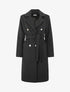Manteau uni à boutons décoratifs - Noir - 1