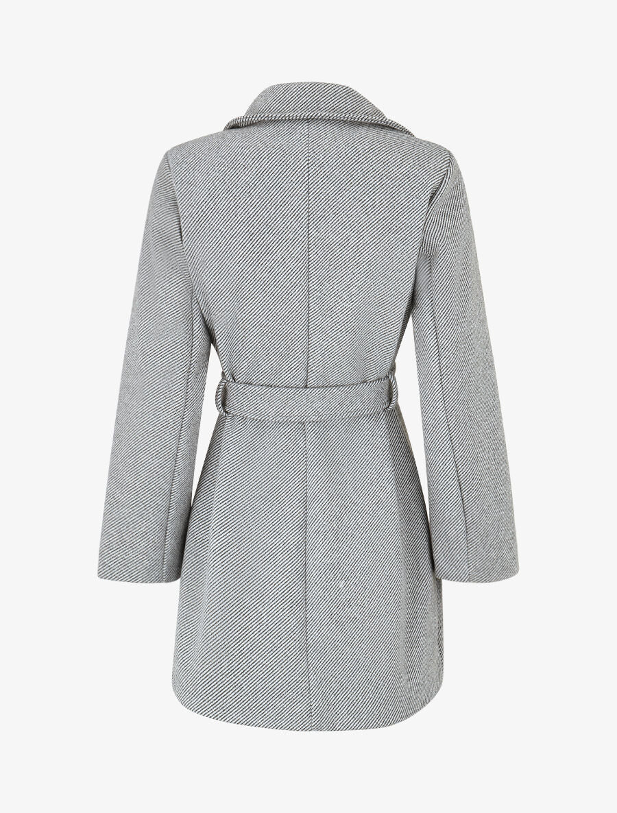 Manteau long à fermeture boutonnée dorée - Gris/noir - 2