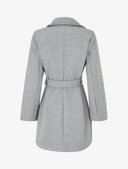 Manteau long à fermeture boutonnée dorée - Gris/noir - 2