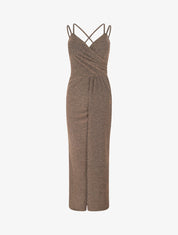 Robe longue irisée à bretelles croisées - Or - 1