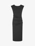 Robe fourreau drapée unie - Noir - 1