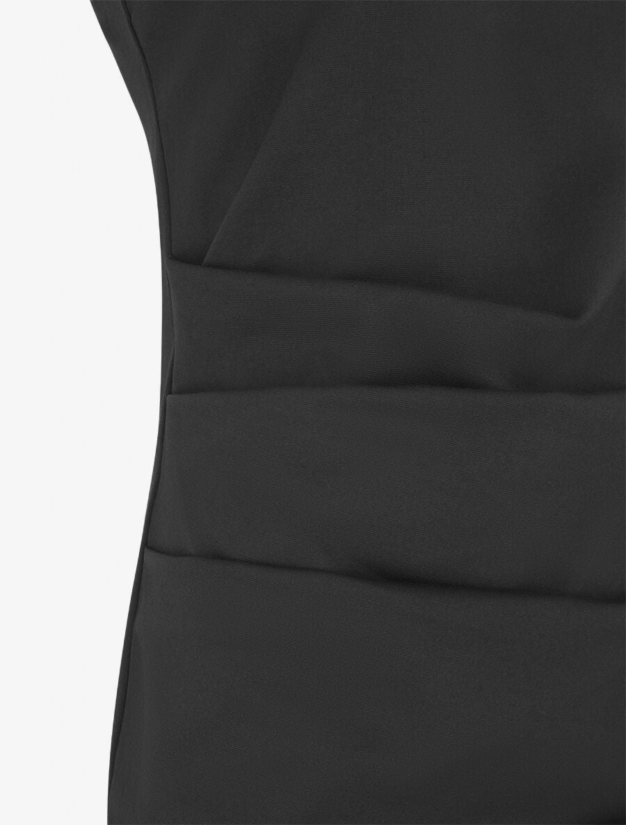 Robe fourreau drapée unie - Noir - 3