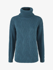 Pull uni en maille à col roulé - Bleu canard - 4